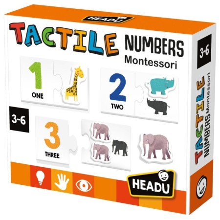 Headu - Montessori cartonase tactile cu numere si animale Headu - 1